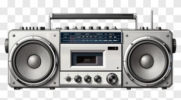 Silver Boombox With Cassette Player PNG