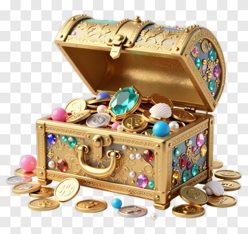 Treasure Chest Filled With Coins And Gems PNG