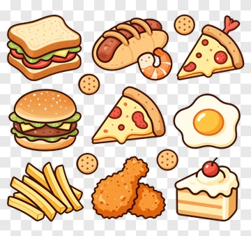 Variety Of Fast Food Items PNG
