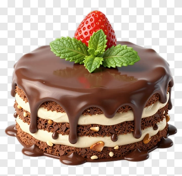 Chocolate Cake With Strawberry And Mint PNG