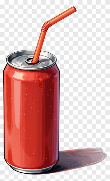 Red Soda Can With Straw PNG