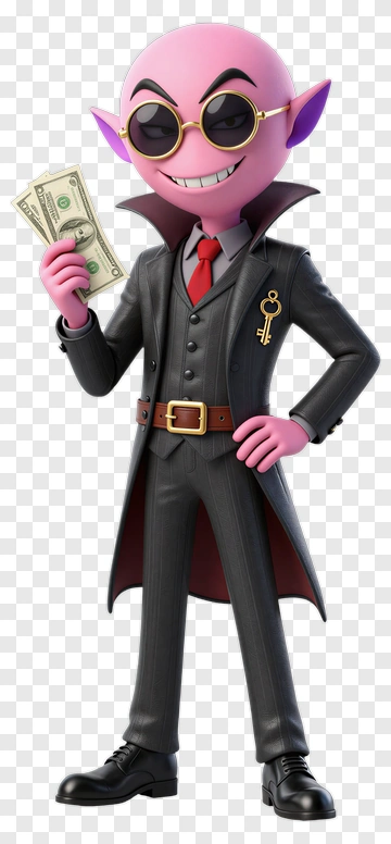 Cartoon Vampire Holding Money PNG