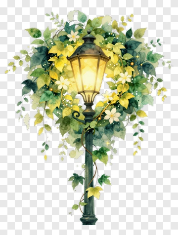 Vintage Lantern Surrounded By Greenery PNG