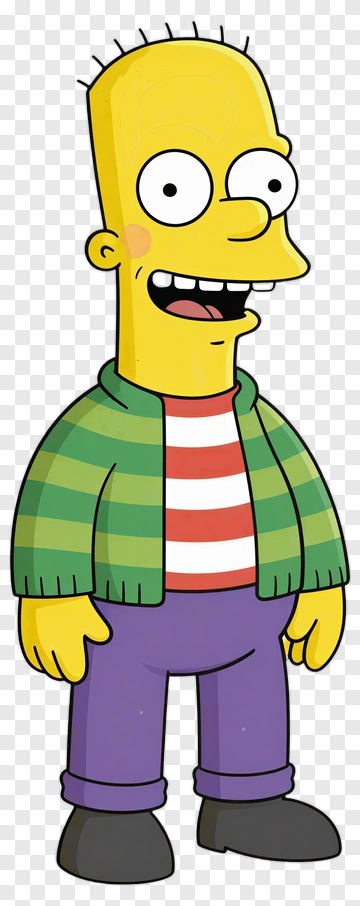 Cartoon Boy With Striped Shirt And Green Sweater PNG