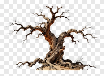 Twisted Tree With Gnarled Branches PNG