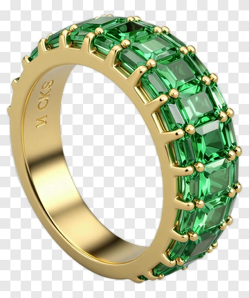 Gold Ring With Green Gemstones PNG