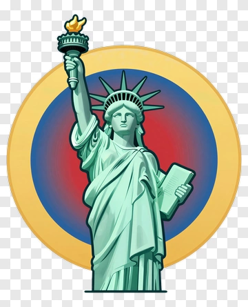 Statue Of Liberty With Flame And Circular Background PNG