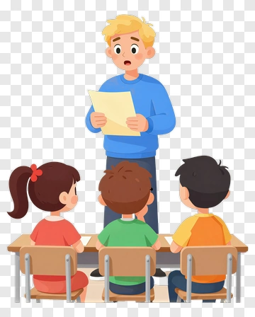 Teacher Reading To Students In Classroom PNG