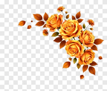 Orange Rose Bouquet With Leaves And Flowers PNG