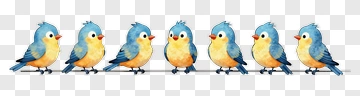Colorful Bluebird Family On A Branch PNG