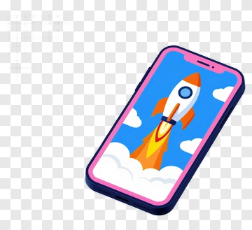 Smartphone Displaying A Rocket Launch PNG