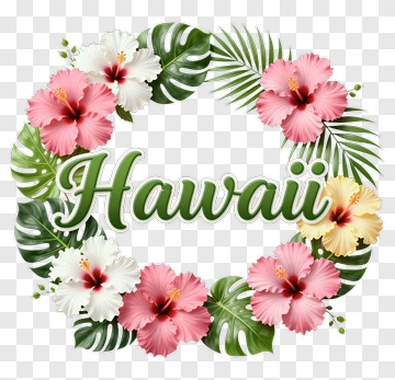 Hawaii Floral Wreath With Hibiscus Flowers PNG