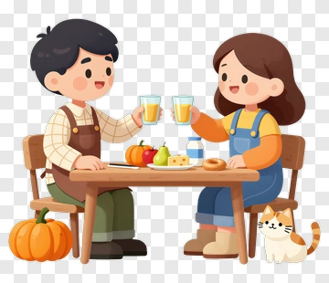 Happy Couple Toasting With Juice At A Table PNG