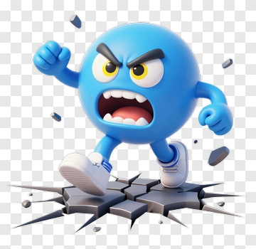 Angry Blue Character Running PNG