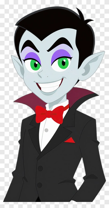 Cartoon Vampire Character With Bow Tie PNG