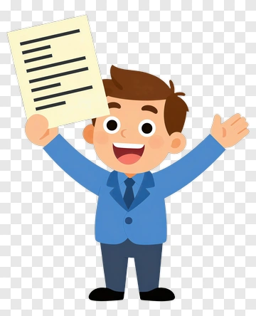 Cartoon Businessman Holding A Document PNG