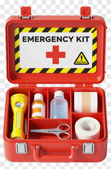 Emergency Kit With Flashlight And Medical Supplies PNG