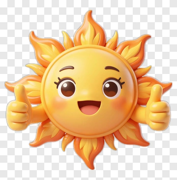 Cartoon Sun With Thumbs Up PNG