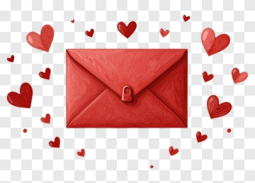 Red Envelope Surrounded By Hearts PNG