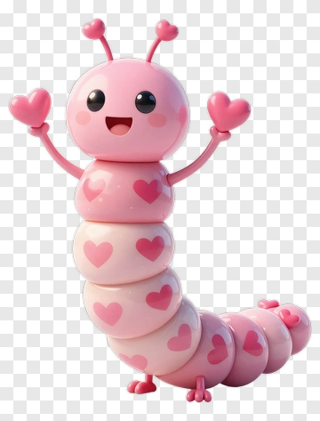 Cute Cartoon Caterpillar With Heart Patterns PNG