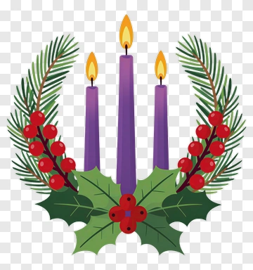 Advent Wreath With Purple Candles And Holly PNG