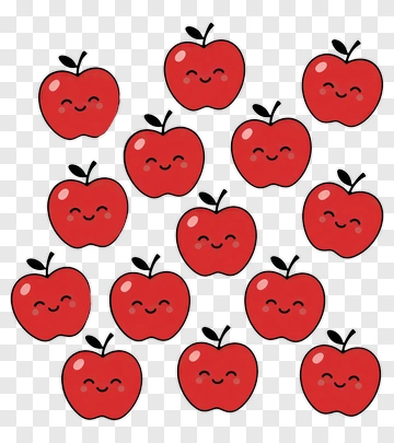 Cartoon Apples With Smiling Faces PNG