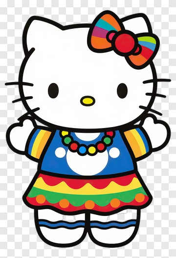 Cartoon Cat Character Wearing A Colorful Dress PNG