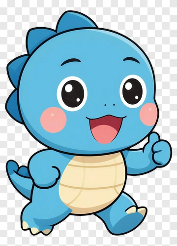 Cartoon Blue Dinosaur Character PNG