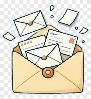Envelope With Letters And Notes PNG