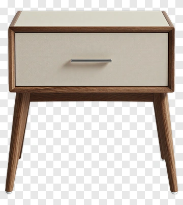 Modern Wooden Nightstand With Drawer PNG
