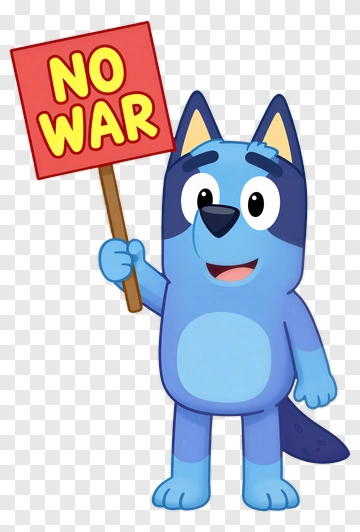 Cartoon Dog Holding A No War Sign PNG