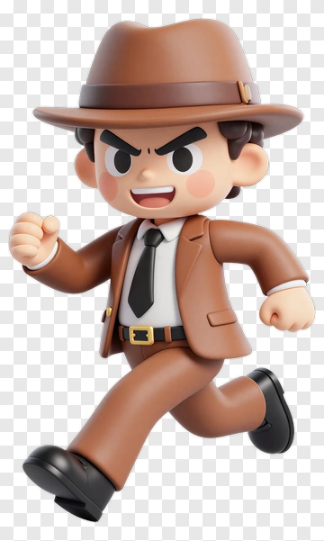 3D Detective Running PNG