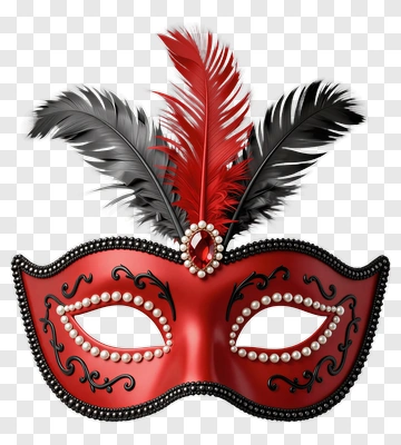 Red Feathered Masquerade Mask PNG