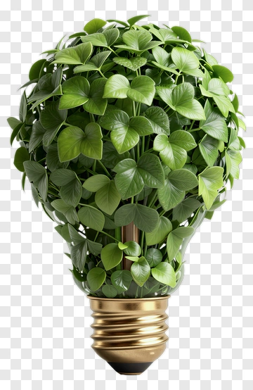 Light Bulb Filled With Green Leaves PNG