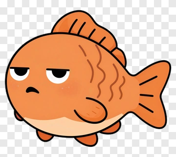 Cartoon Fish With A Grumpy Expression PNG