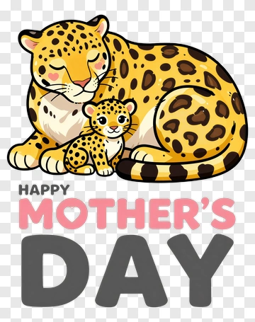 Cartoon Leopards For Mother's Day PNG