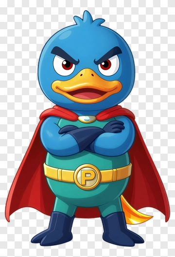 Superhero Duck Character PNG