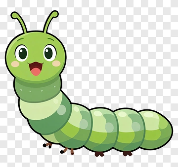 Cartoon Caterpillar With A Happy Expression PNG