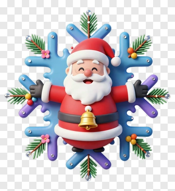 Cartoon Santa Claus With Snowflake Design PNG