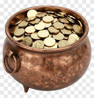 Copper Pot Filled With Gold Coins PNG