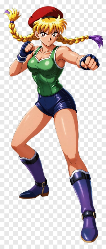 Cartoon Fighter Woman Posing PNG