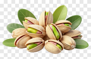 Pistachios With Green Kernels And Leaves PNG