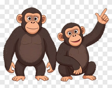 Cartoon Monkeys Standing And Pointing PNG