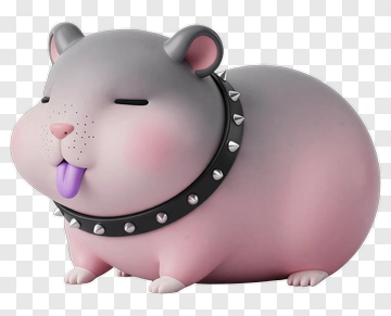 Cartoon Hamster With Spiked Collar PNG