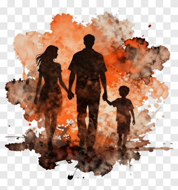 Silhouette Family Holding Hands PNG