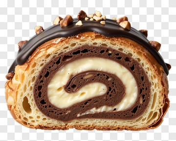 Chocolate Cream Roll With Nuts PNG