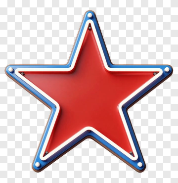Red Star With Blue Outline PNG