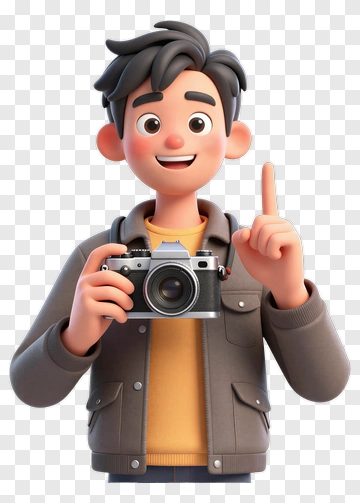 3D Photographer Holding A Camera PNG