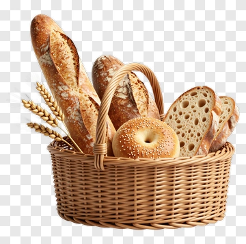 Bread Basket With Various Types Of Bread PNG