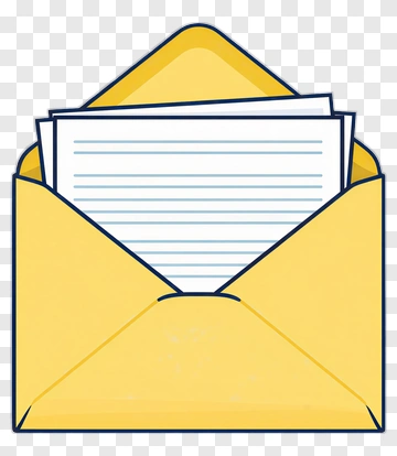 Yellow Envelope With Lined Paper PNG